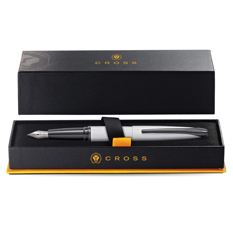 Cross ATX Refillable Fountain Presented in a Luxury Gift Box - Medium Point, Black Ink, Sandblasted Chrome - Image 3